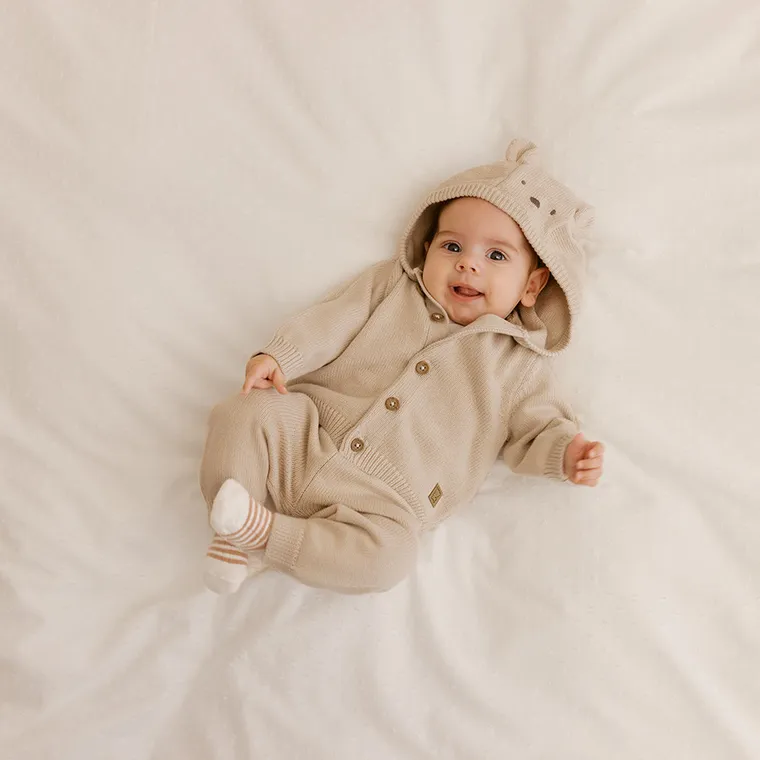 Cool Club, Sweter niemowlęcy z kapturem, rozpinany, beżowy