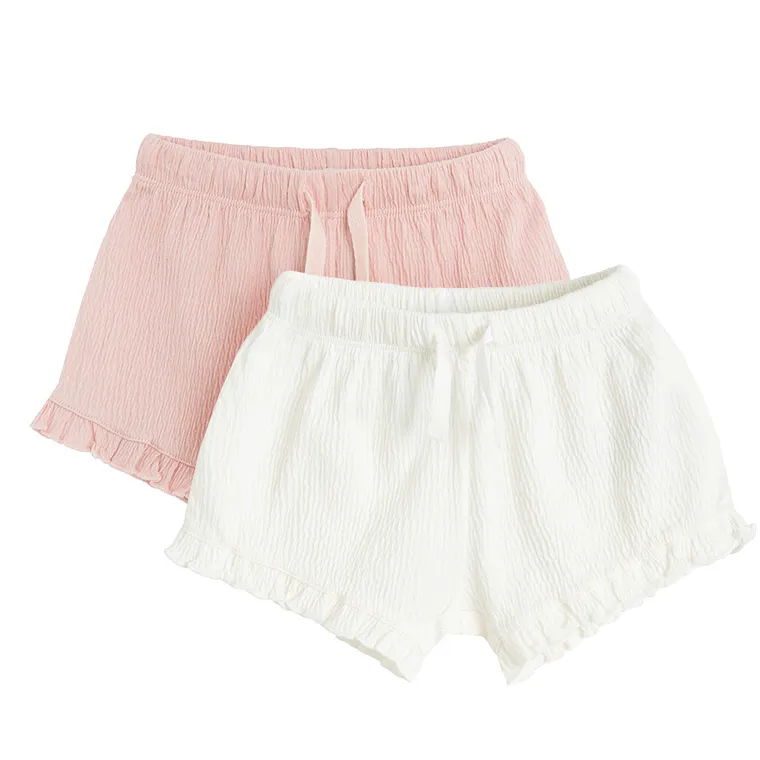 Cool Club, Szorty dziewczęce, białe, różowe, zestaw, 2 szt.