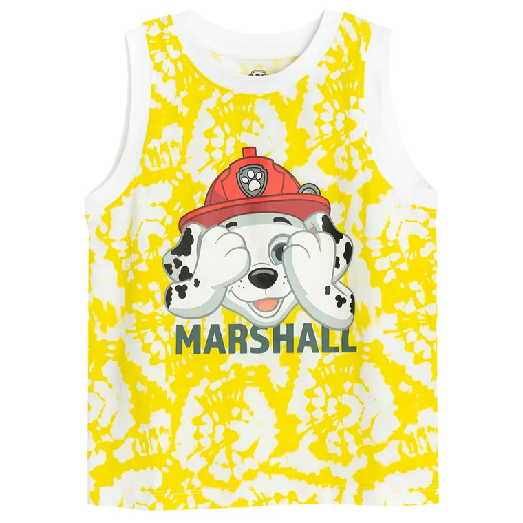 Cool Club, T-shirt chłopięcy bez rękawów, biało-żółty, Psi Patrol