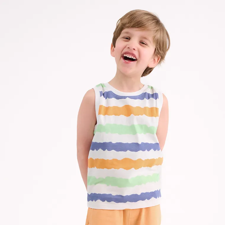 Cool Club, T-shirt chłopięcy bez rękawów, biały