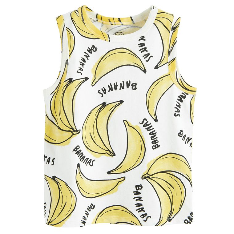 Cool Club, T-shirt chłopięcy bez rękawów, biały