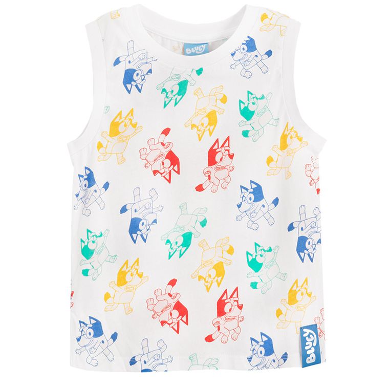 Cool Club, T-shirt chłopięcy bez rękawów, biały, Bluey
