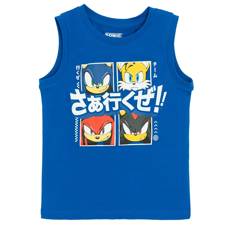 Cool Club, T-shirt chłopięcy bez rękawów, niebieski, Sonic the Hedgehog