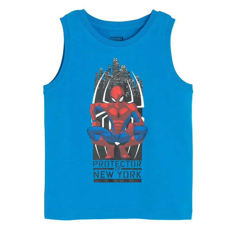 Cool Club, T-shirt chłopięcy bez rękawów, niebieski, Spider-Man