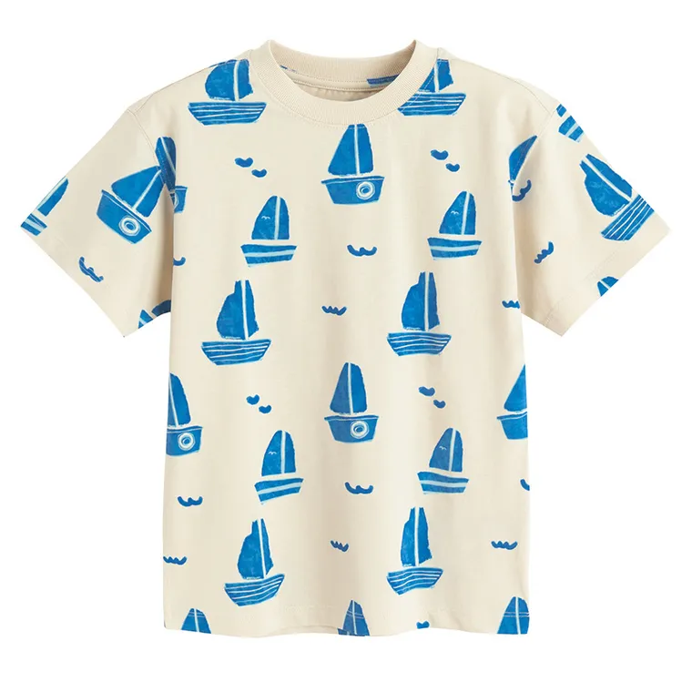 Cool Club, T-shirt chłopięcy, beżowy