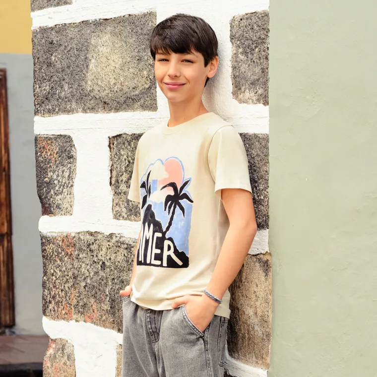 Cool Club, T-shirt chłopięcy, beżowy