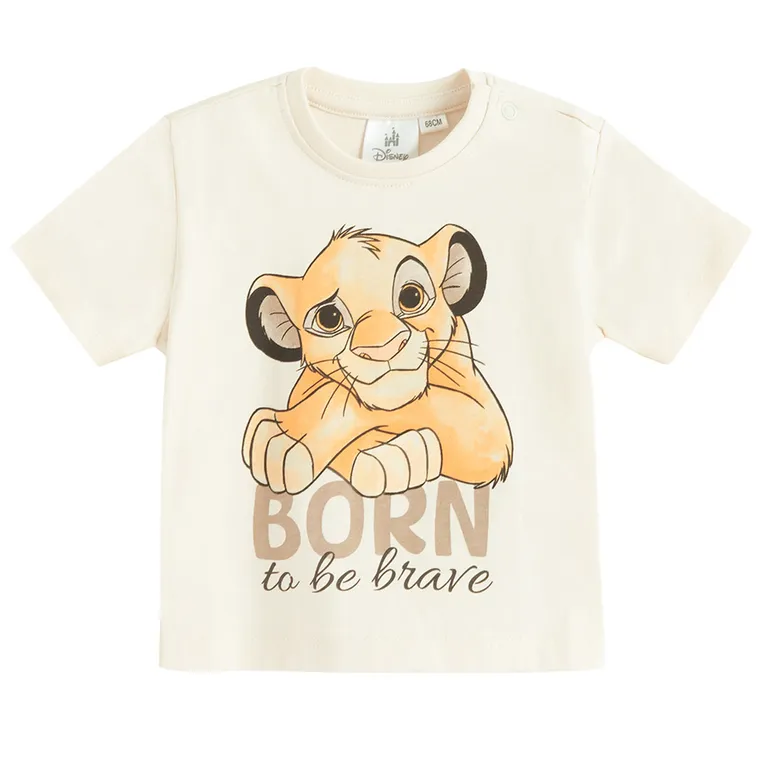 Cool Club, T-shirt chłopięcy, beżowy, Król Lew