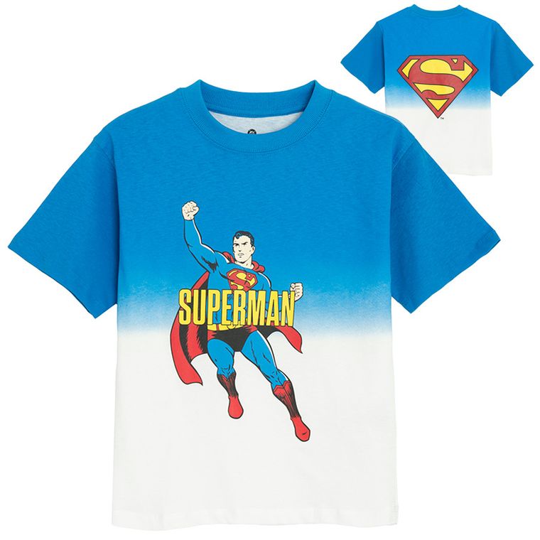Cool Club, T-shirt chłopięcy, biało-niebieski, Superman