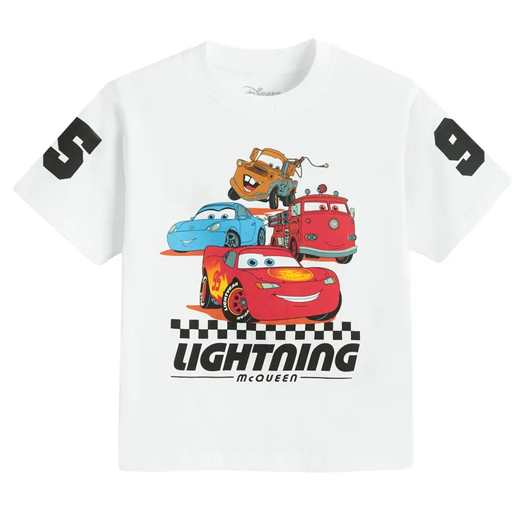 Cool Club, T-shirt chłopięcy, biały, Auta