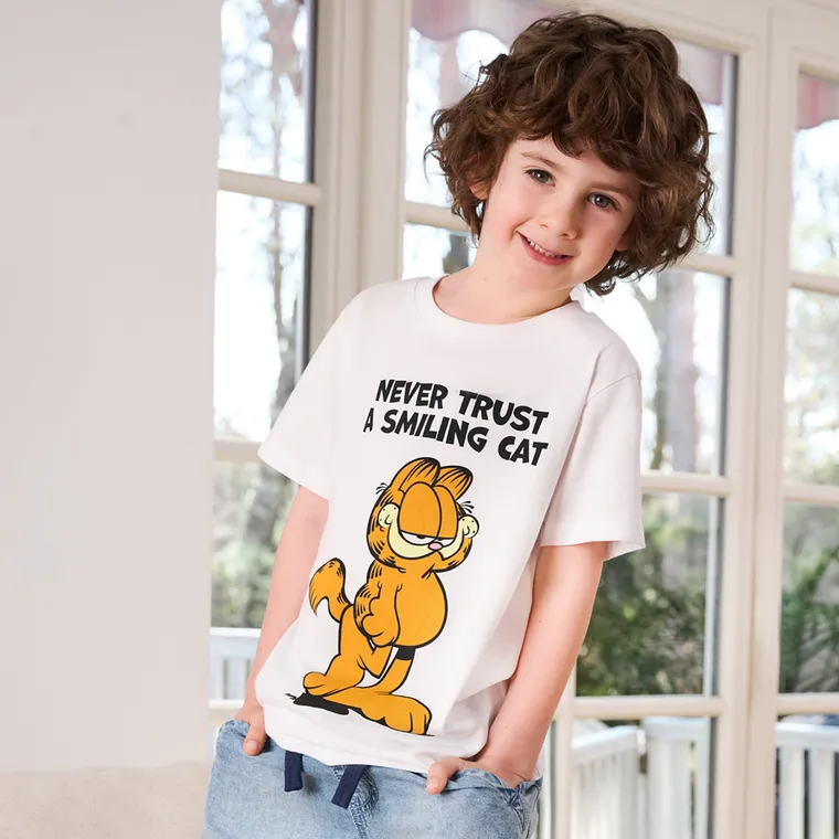 Cool Club, T-shirt chłopięcy, biały, Garfield