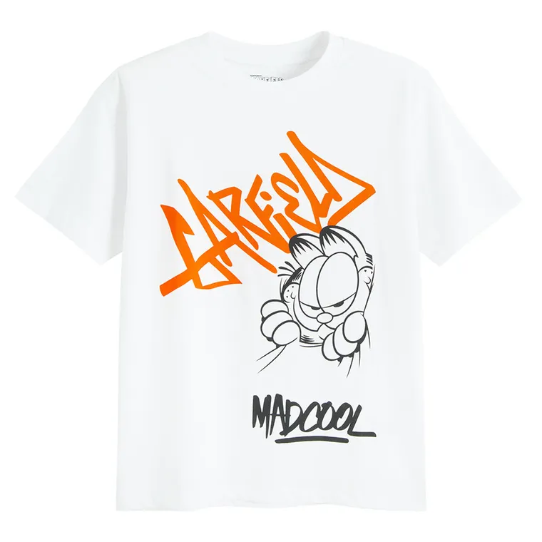 Cool Club, T-shirt chłopięcy, biały, Garfield