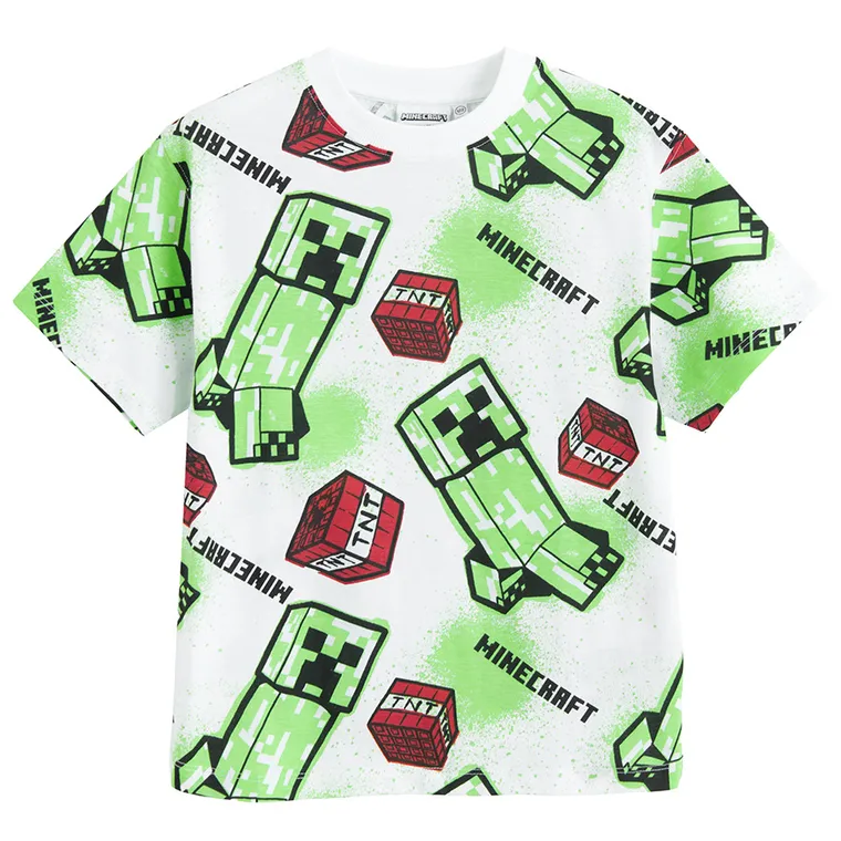 Cool Club, T-shirt chłopięcy, biały, Minecraft