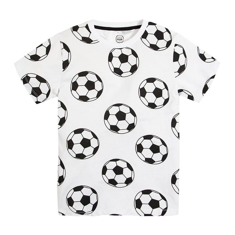 Cool Club, T-shirt chłopięcy, biały, piłka nożna