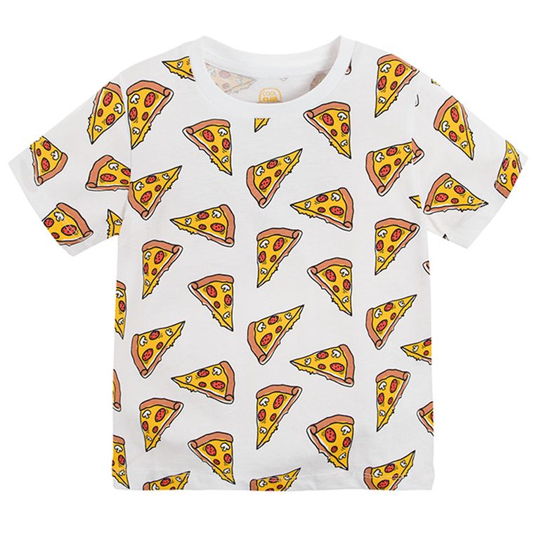 Cool Club, T-shirt chłopięcy, biały, pizza