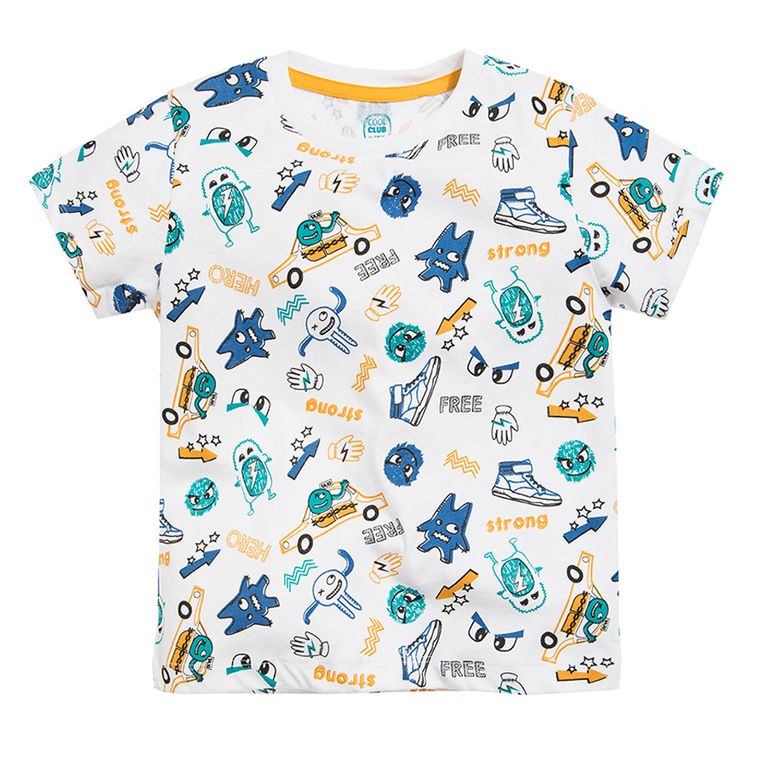 Cool Club, T-shirt chłopięcy, biały, potworki