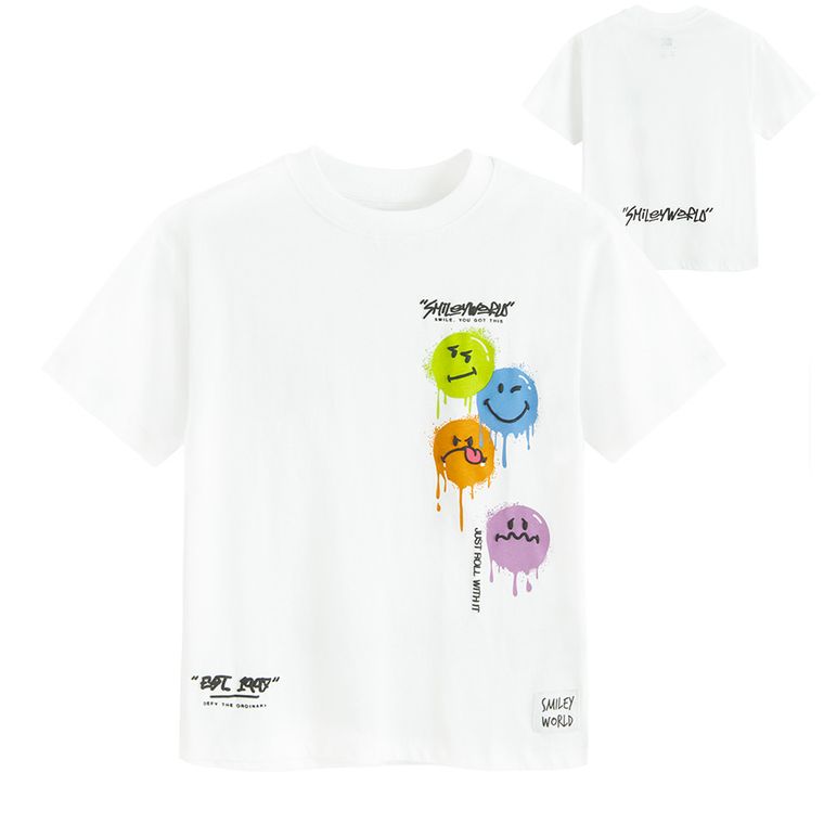 Cool Club, T-shirt chłopięcy, biały, SmileyWorld