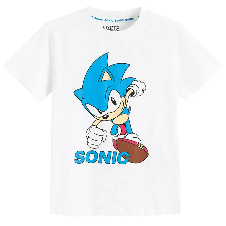 Cool Club, T-shirt chłopięcy, biały, Sonic the Hedgehog