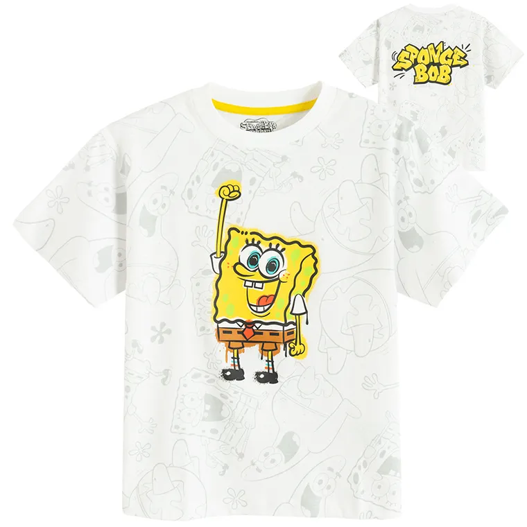 Cool Club, T-shirt chłopięcy, biały, SpongeBob