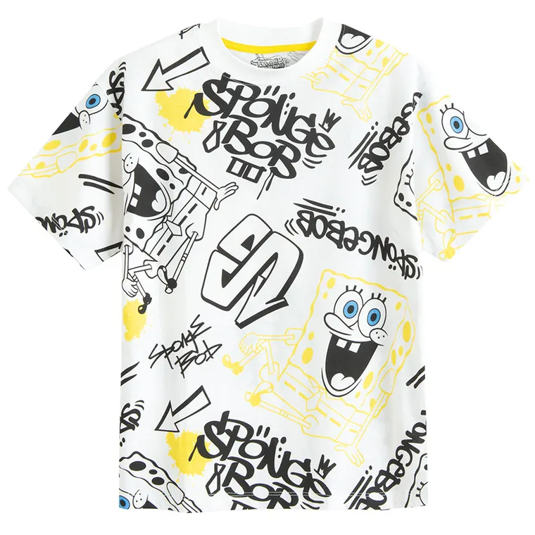 Cool Club, T-shirt chłopięcy, biały, SpongeBob