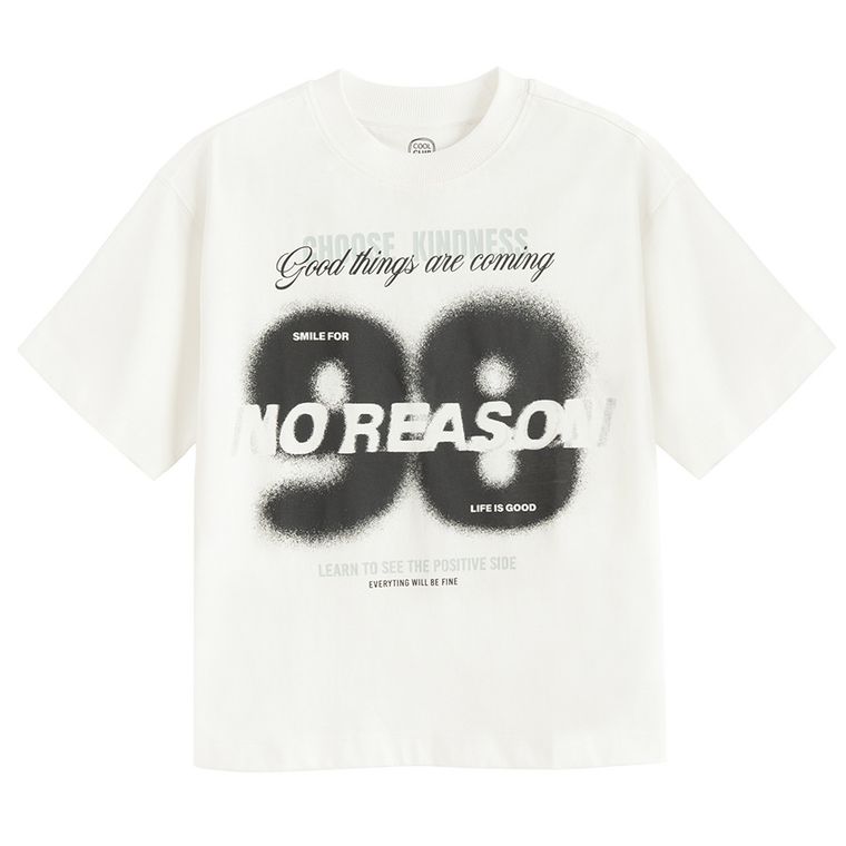 Cool Club, T-shirt chłopięcy, boxy oversize, biały