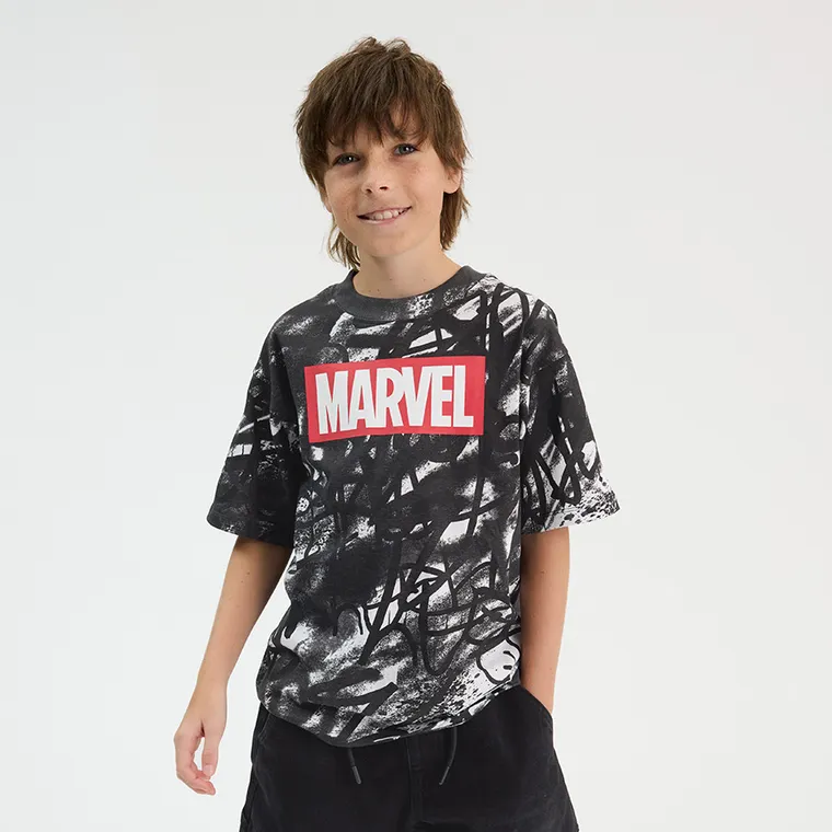 Cool Club, T-shirt chłopięcy, czarny, Marvel