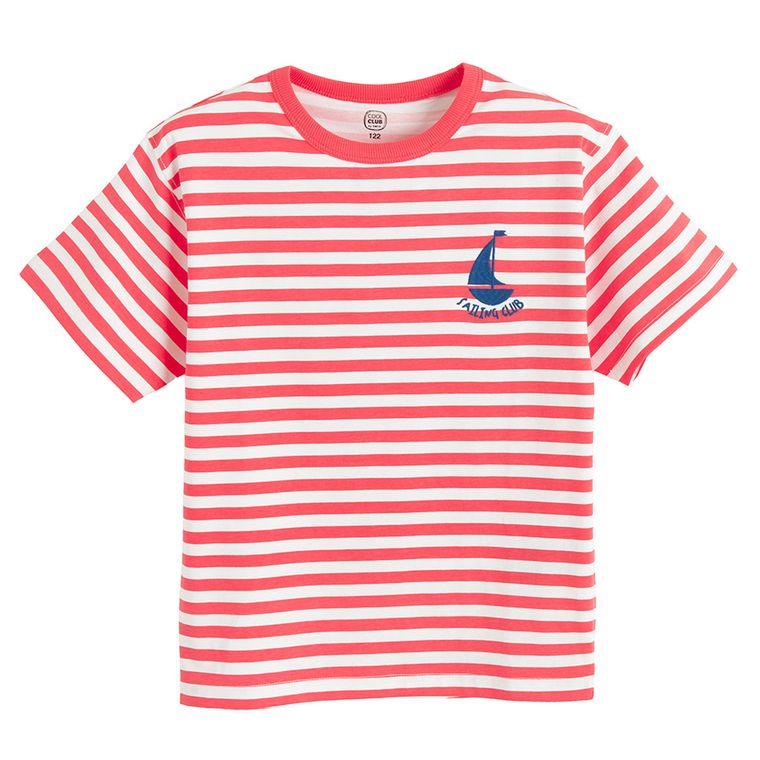 Cool Club, T-shirt chłopięcy, czerwono-biały