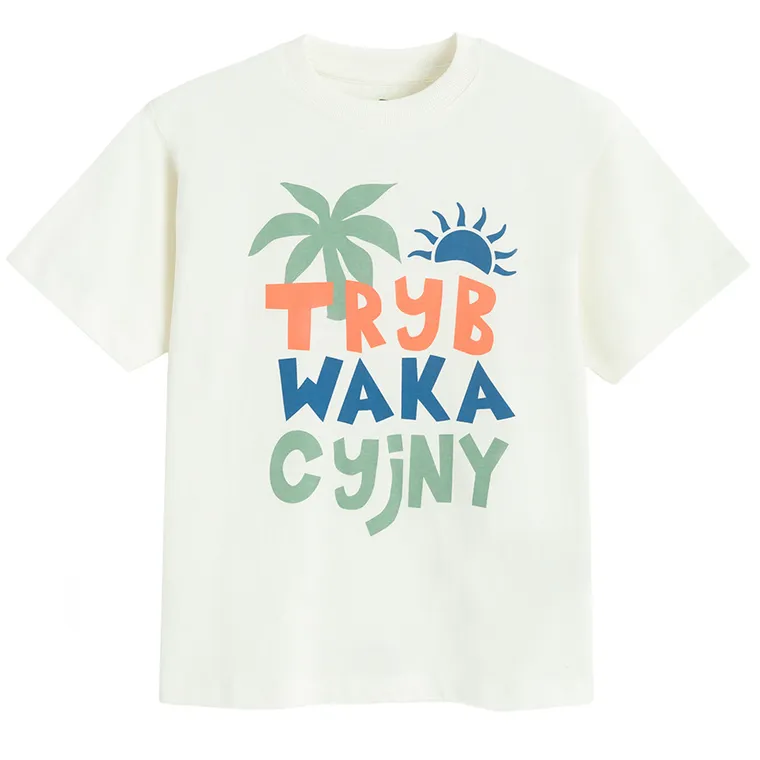 Cool Club, T-shirt chłopięcy, ecru