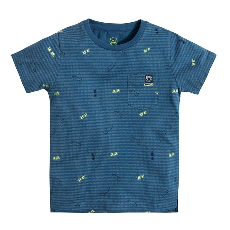 Cool Club, T-shirt chłopięcy, paski, kieszonka