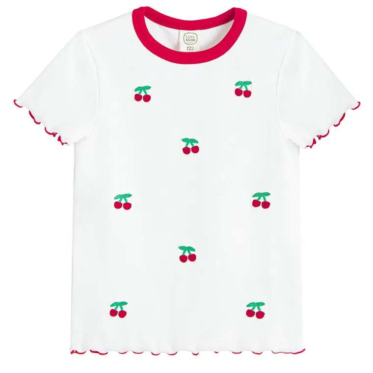 Cool Club, T-shirt dziewczęcy, ażurowy, biały