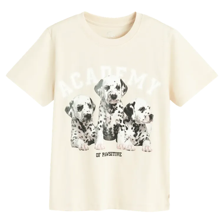 Cool Club, T-shirt dziewczęcy, beżowy