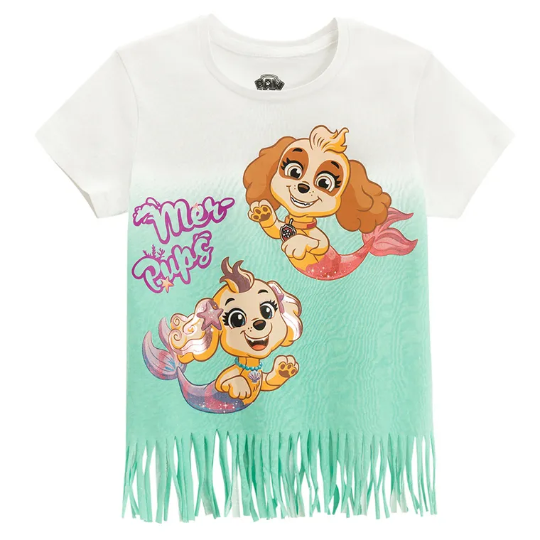 Cool Club, T-shirt dziewczęcy, biało-turkusowy, Psi Patrol