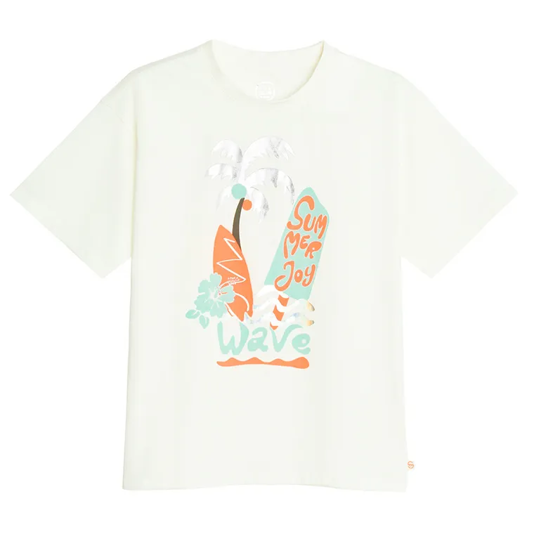 Cool Club, T-shirt dziewczęcy, biały