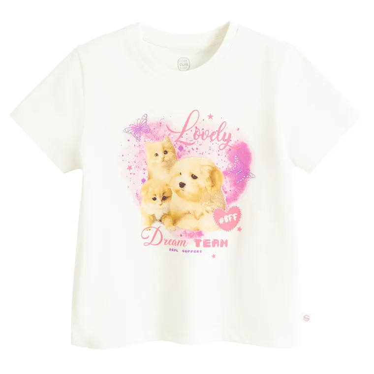 Cool Club, T-shirt dziewczęcy, biały