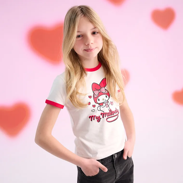 Cool Club, T-shirt dziewczęcy, biały, Hello Kitty