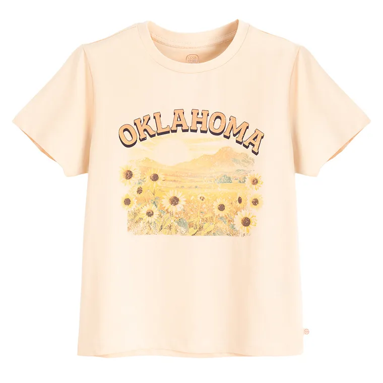 Cool Club, T-shirt dziewczęcy, brzoskwiniowy