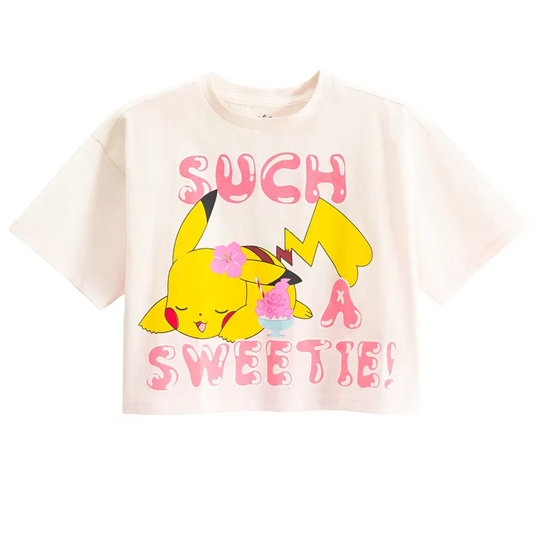 Cool Club, T-shirt dziewczęcy, crop top, biały, Pokemon
