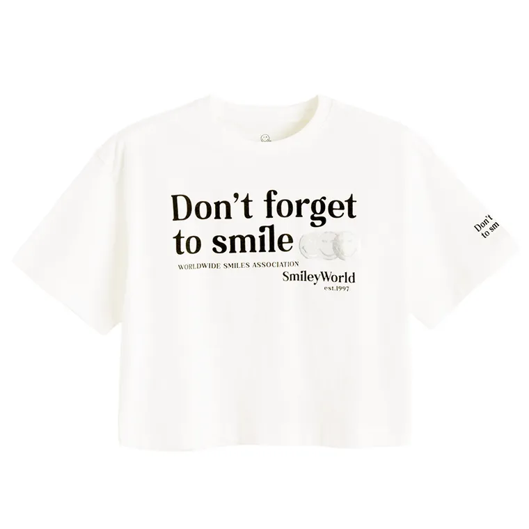 Cool Club, T-shirt dziewczęcy, crop top, biały, SmileyWorld