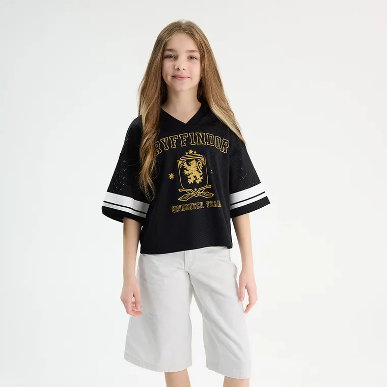 Cool Club, T-shirt dziewczęcy, crop top, czarny, Harry Potter