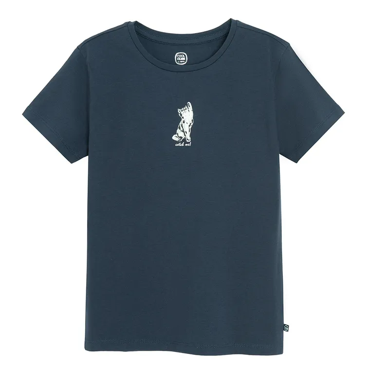 Cool Club, T-shirt dziewczęcy, granatowy
