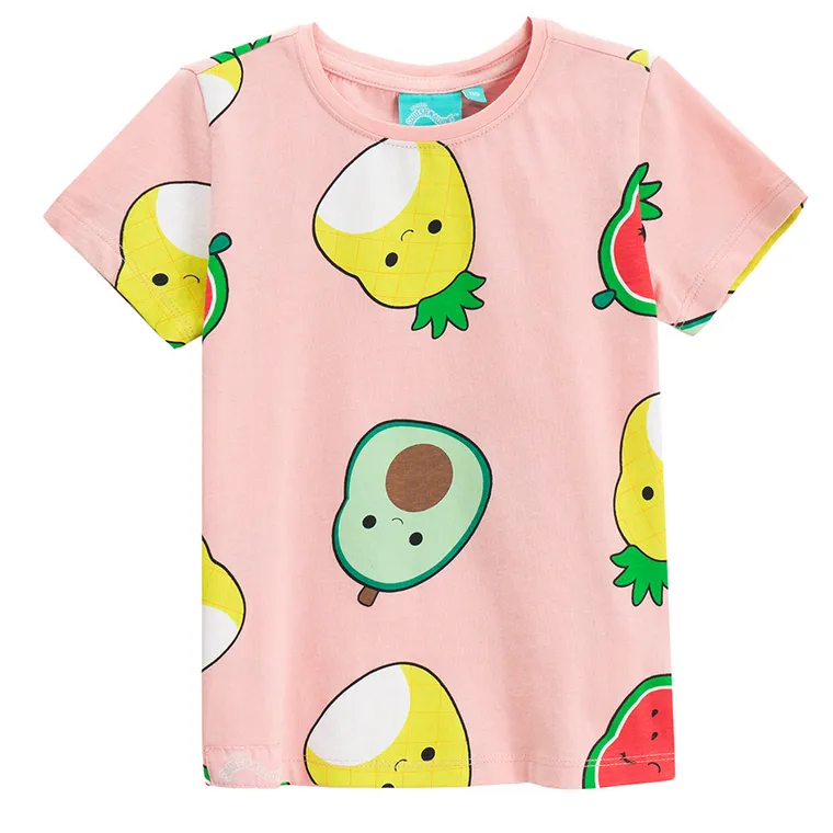 Cool Club, T-shirt dziewczęcy, łososiowy, Squishmallows