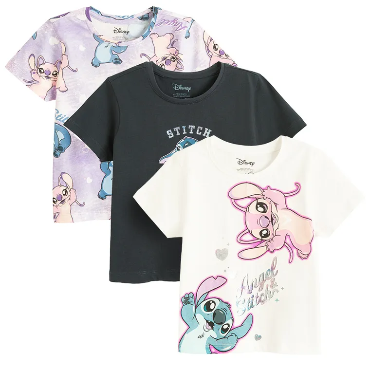 Cool Club, T-shirt dziewczęcy, mix, zestaw, 3 szt., Lilo i Stitch