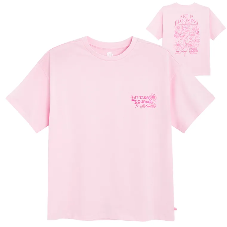 Cool Club, T-shirt dziewczęcy, oversize, różowy