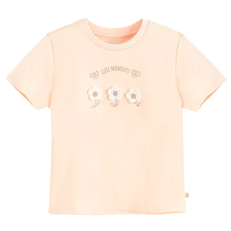 Cool Club, T-shirt dziewczęcy, pomarańczowy