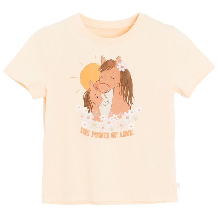 Cool Club, T-shirt dziewczęcy, pomarańczowy
