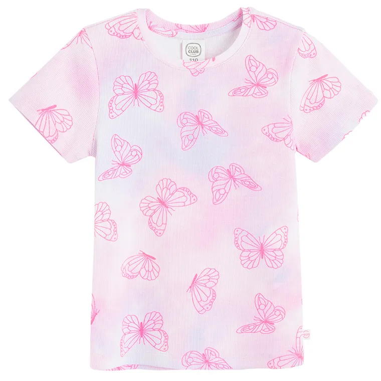 Cool Club, T-shirt dziewczęcy, prążkowany, mix