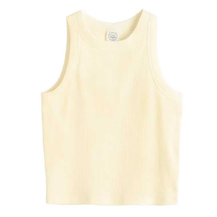 Cool Club, Top dziewczęcy bez rękawów, prążkowany, żółty