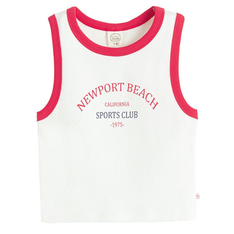 Cool Club, Top dziewczęcy, crop, prążkowany, biały