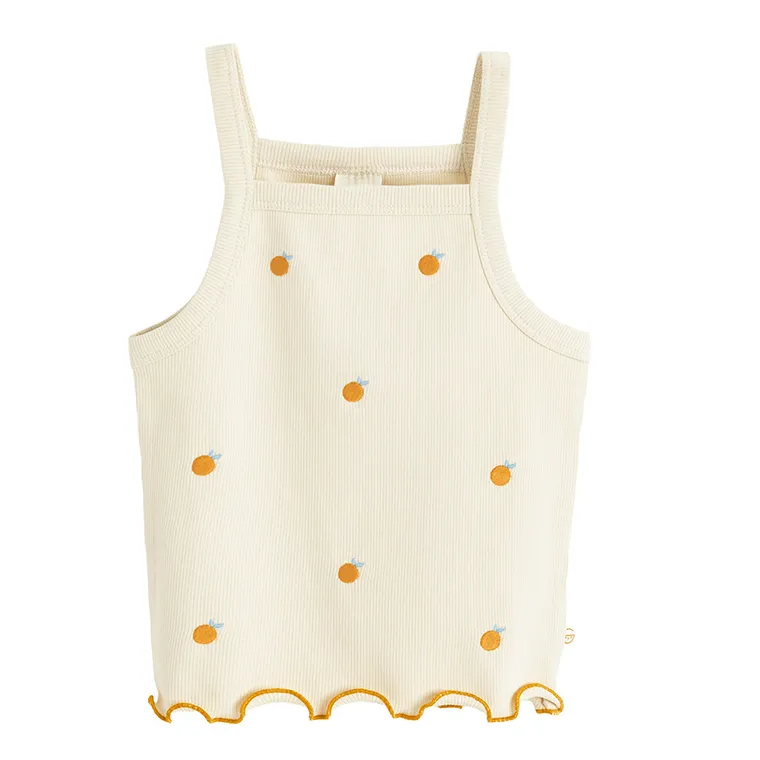 Cool Club, Top dziewczęcy, prążkowany, beżowy