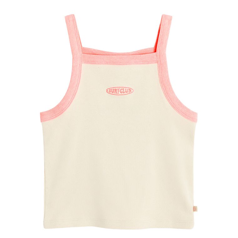 Cool Club, Top dziewczęcy, prążkowany, beżowy