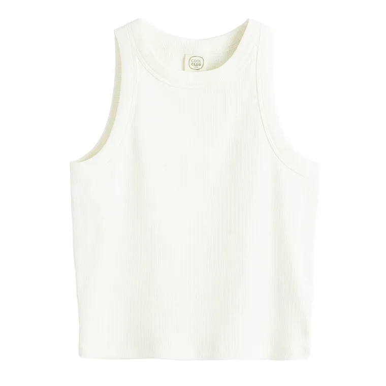 Cool Club, Top dziewczęcy, prążkowany, biały